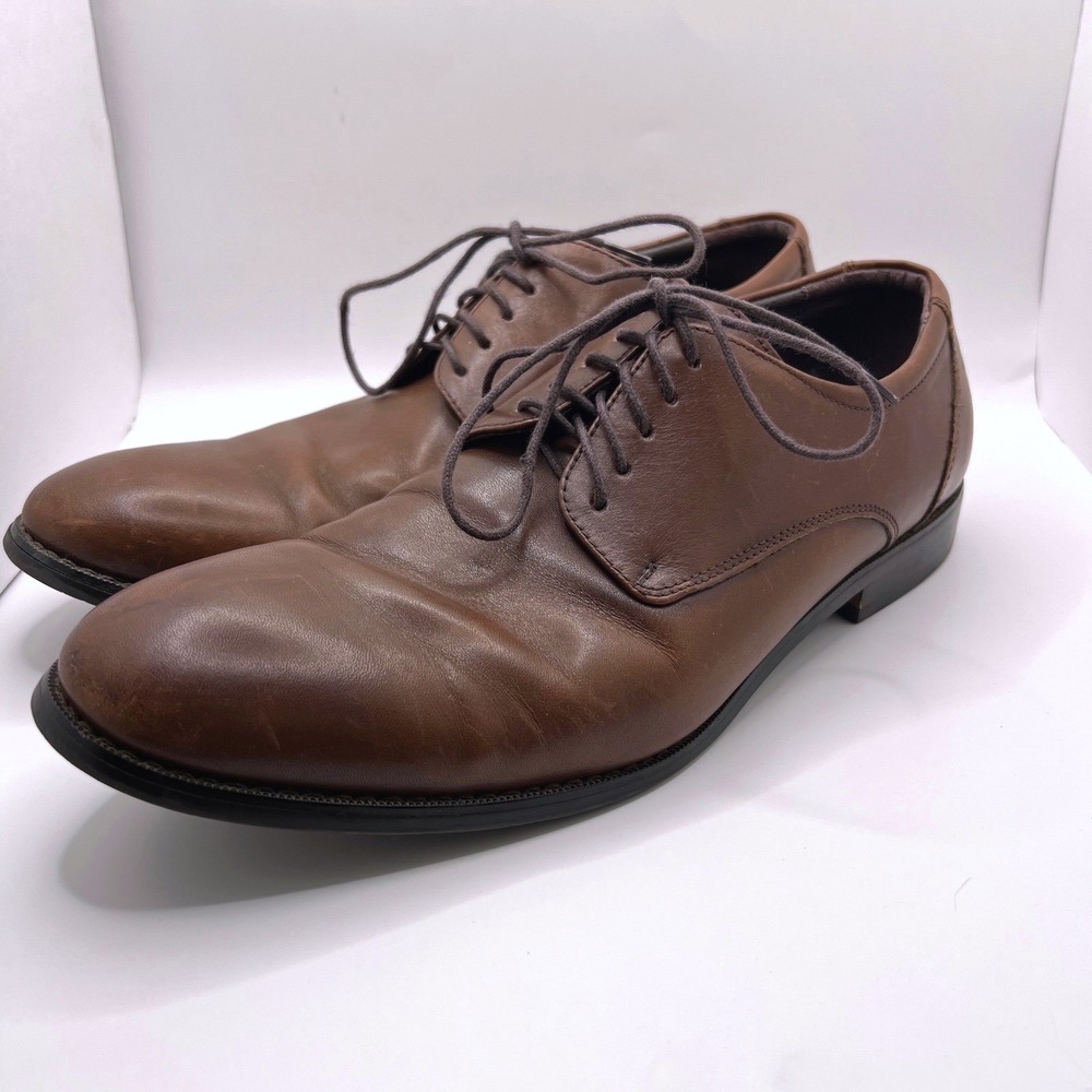 Aston Grey Cleveland Mens Dress Shoes Brown Leather Lace Up Oxford Size 8 - Picture 2 of 7